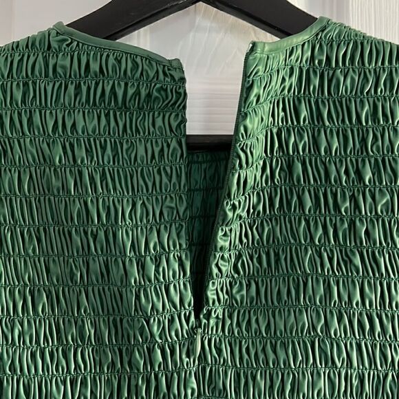 Zara Ruched Faux Leather Holiday Top in Green - Picture 16 of 16